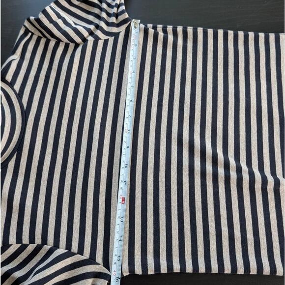 Muji Black/Cream Cotton Striped Turtleneck Long Sleeve Top, size S - Picture 5 of 8